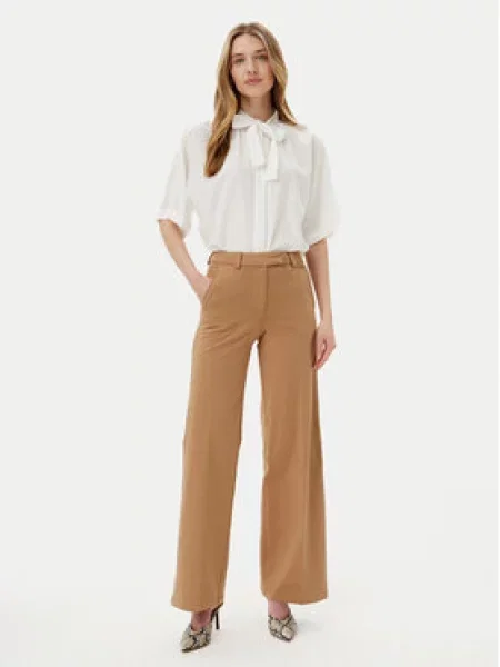 Silvian Heach Kalhoty z materiálu Liovica Wide Leg béžová