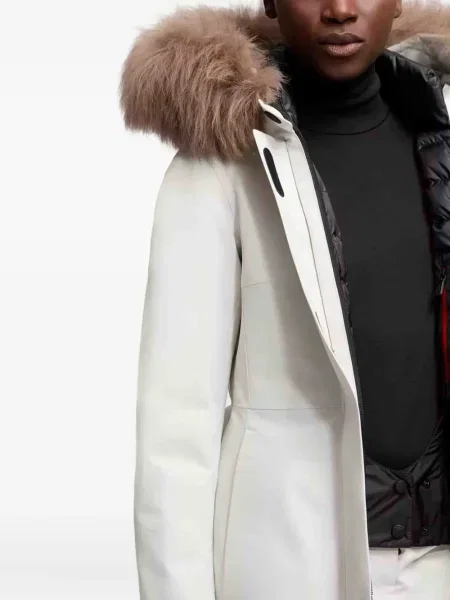 Cu centură geacă cu puf Moncler Grenoble cu blană alb
