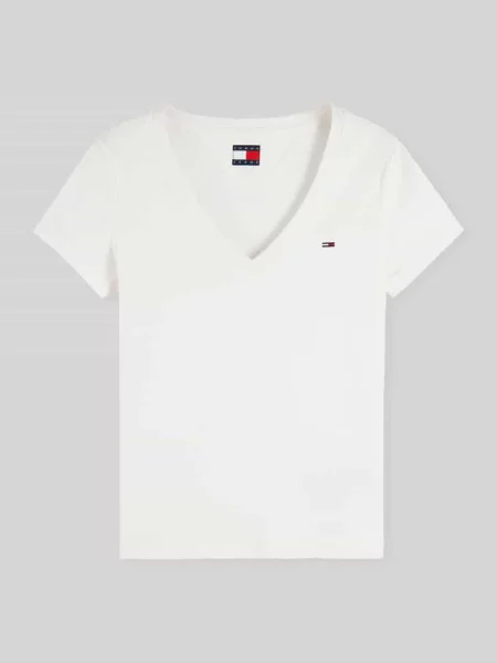 T-shirt z małym detalem z logo Tommy Jeans biała