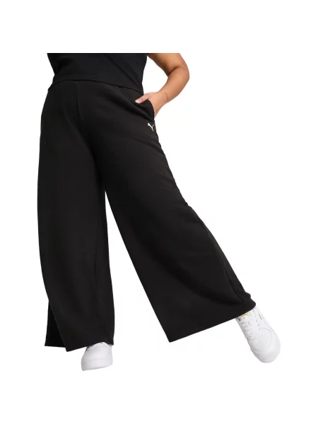 Spodnie Puma Wardrobe Ess Relaxed Wide Leg Sweatpants czarne