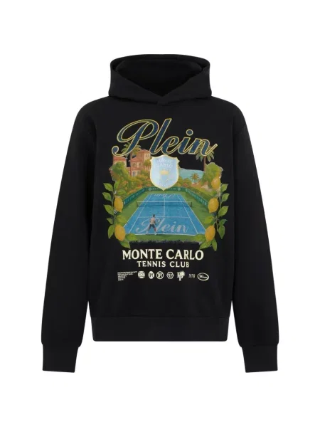 Hanorac cu glugă Philipp Plein tenis negru