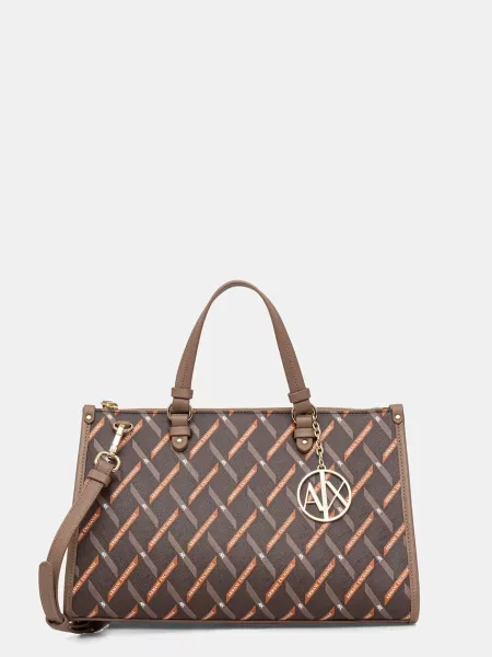 Armani Exchange geantă shopper pentru femei cu imitație de piele maro