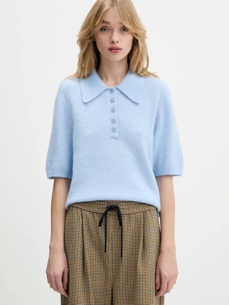 Gestuz pulover din amestec de lână albastru