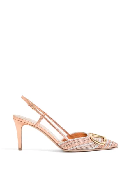 Pantofi cu toc Valentino Garavani cu broderie slingback roz