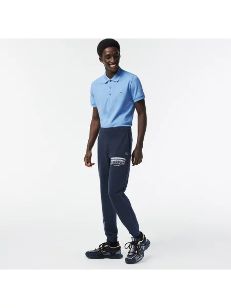 Lacoste Spodnie Dresowe Slim Fit Dwustronne niebieskie