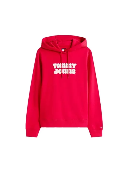 Bluza z kapturem Tommy Jeans z kapturem różowa