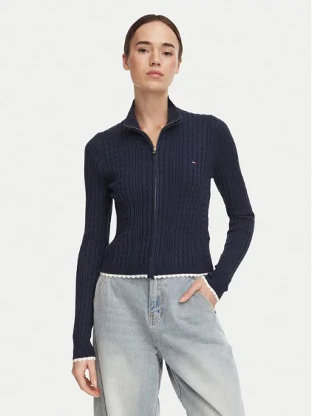 Tommy Jeans Kardigan mornarsko plava bijela