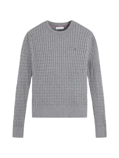 Pulover Tommy Hilfiger cu autograf gri