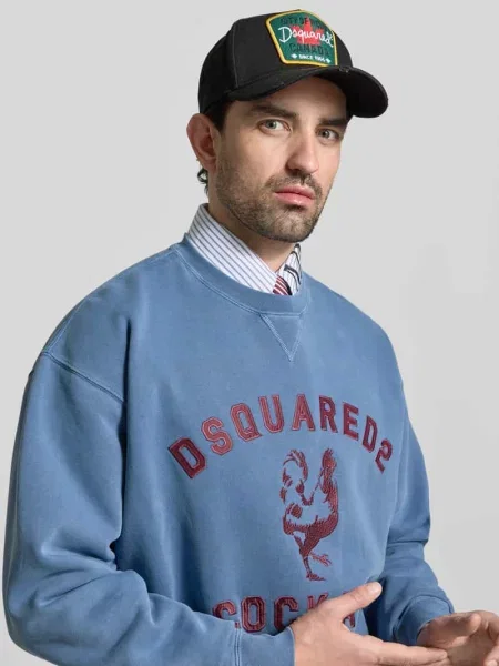 Bluza o kroju regular fit z detalem z logo Dsquared2 niebieska