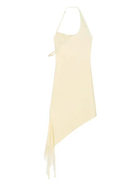 Rochie Courreges din satin de costum galben