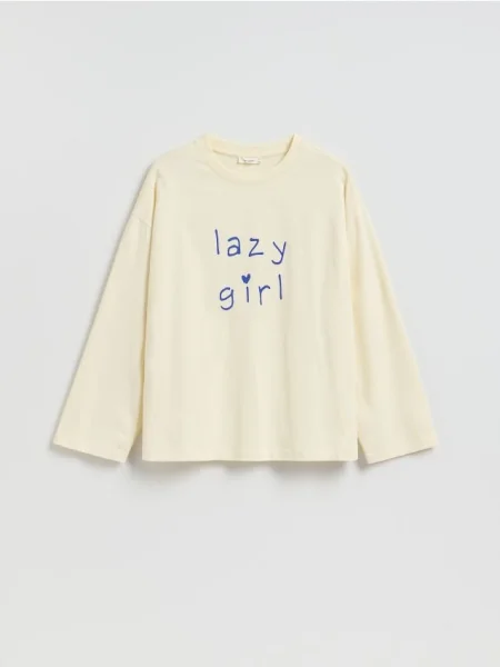 Reserved Longsleeve z napisami jasnożółty