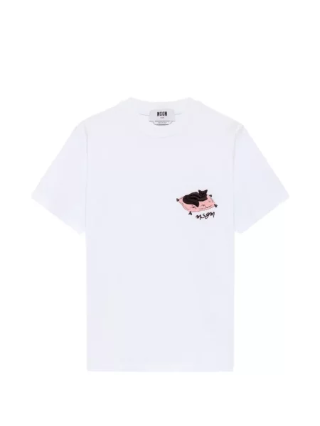 Tricou Msgm cu broderie alb