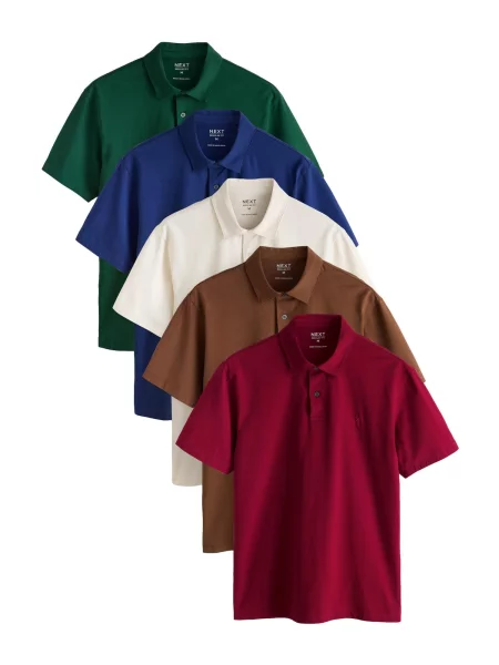 Next Tricou albastru / maro / verde smarald / roșu carmin alb