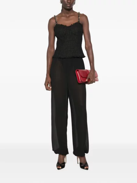 Top Balmain din tweed cu bretele negru