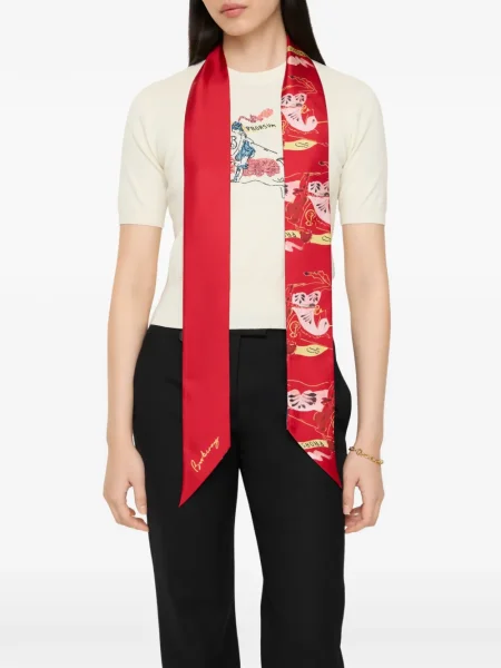 Fular Burberry de mătase cu imagine roșu