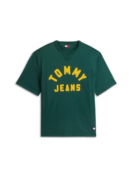Tommy Jeans Tricou New Classic auriu / verde închis galben