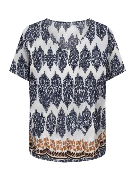 ONLY Carmakoma Bluză CARHAVANA albastru închis / maro caramel alb