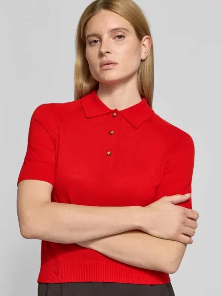 Koszulka polo z czystej wełny Victoria Beckham czerwona