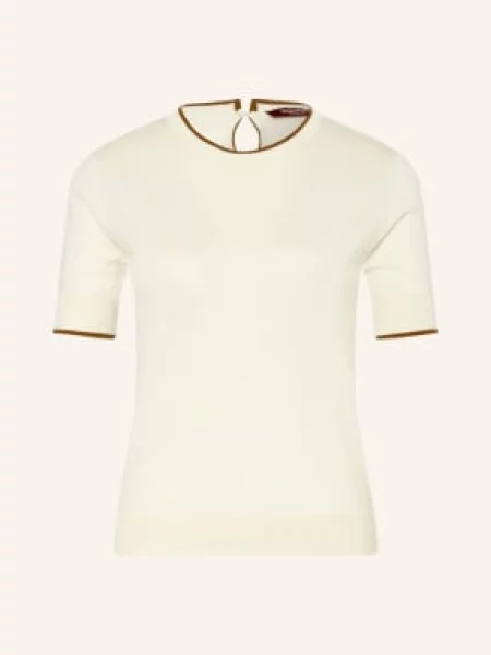 Max Mara Studio Pletené Tričko Agenda S Hedvábím režná hnědá