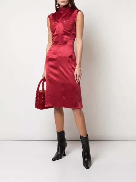 Rochie Delada de mătase de costum roșu