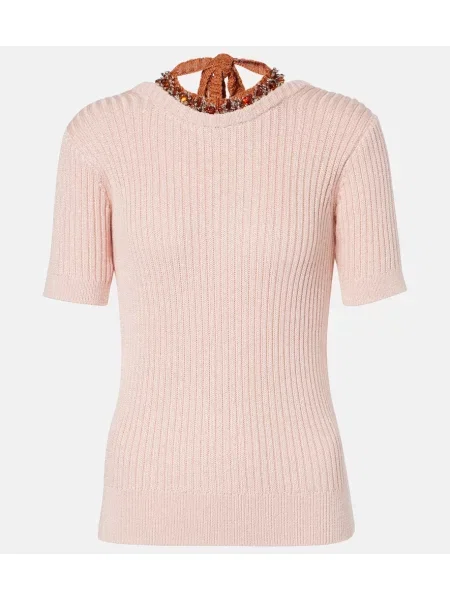 Pulover Dries Van Noten cu broderie roz