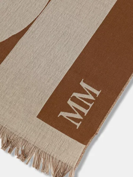 Шарф з домішкою вовни MM CORONA візерунок бежевий