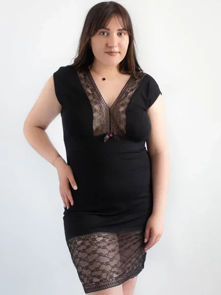 Короткая ночнушка Nightdress MARA чорна