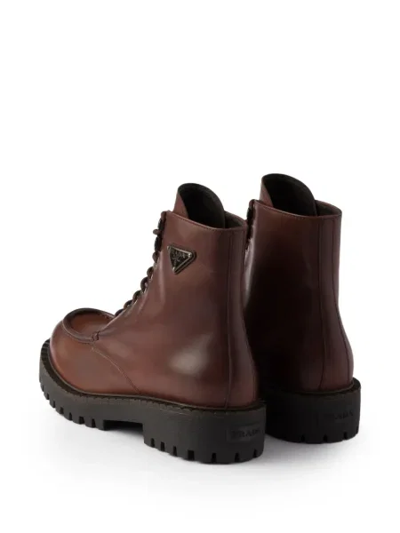 Botine Prada cu șireturi din dantelă maro