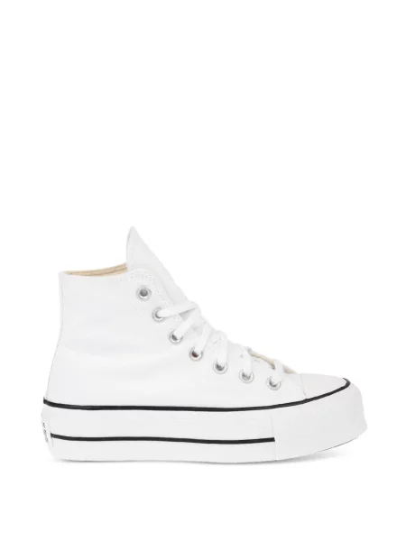 Top Converse cu platformă din canvas cu imagine alb