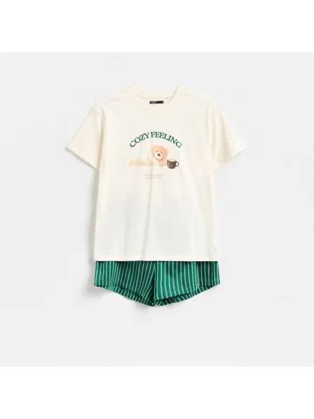 Reserved Nyomott mintás pizsama zöld