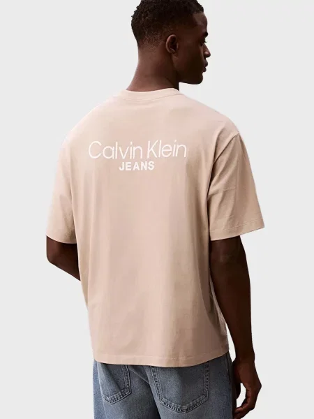 Футболка Calvin Klein Jeans з принтом бежева