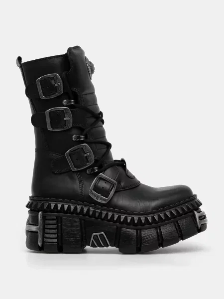 New Rock cizme de piele ITALI NEGRO NOMADA + TOWER CASCO + ACERO PICOS