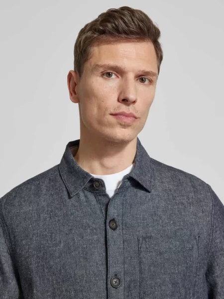 Kurtka koszulowa o kroju regular fit z mieszanki lnu i bawełny Model STILLWATER' Barbour granatowa