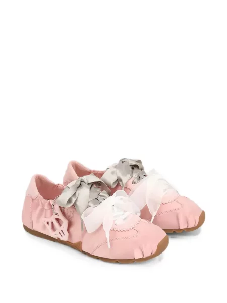Sneakerși Naked Wolfe cu funde din satin roz