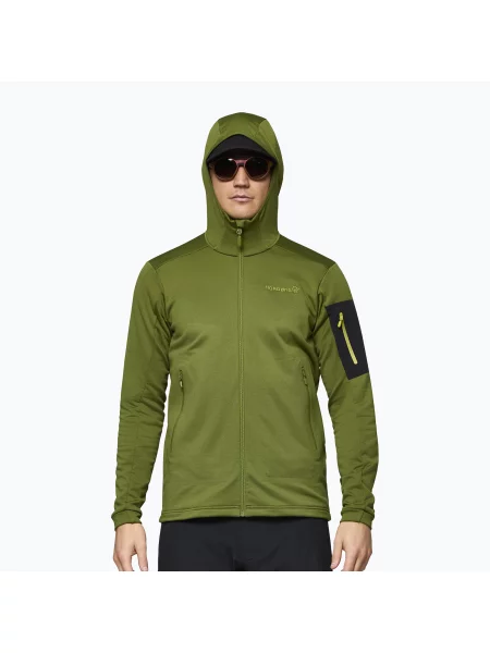 Мъжки суитшърт за трекинг NORRONA Falketind Stretch Hood pesto зелено