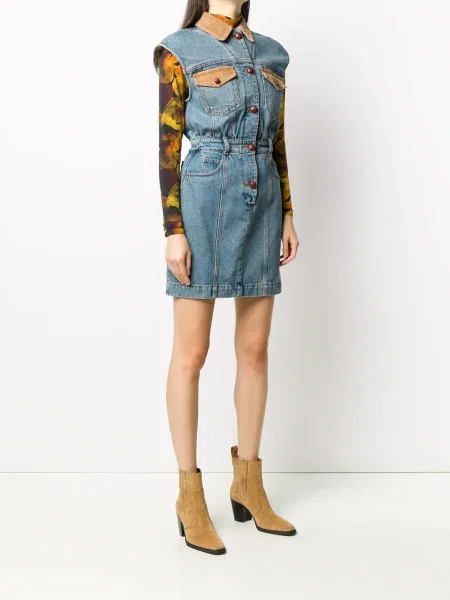 Sukienka jeansowa Philosophy Di Lorenzo Serafini garniturowa niebieska