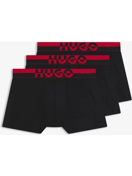 Bokserki HUGO Split Logo czerwone 3 pary S czarne