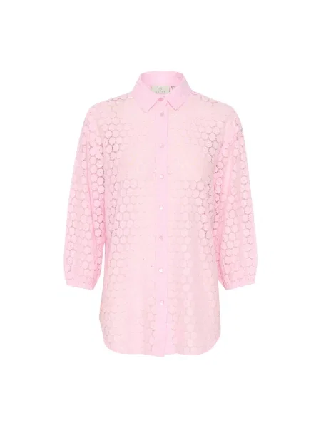 Koszula Kaffe z koronkowym rękawem koronkowa różowa