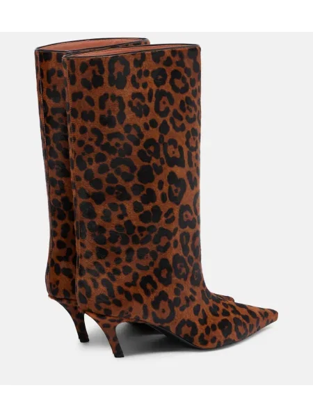 Cizme scurte Amina Muaddi cu imagine cu model leopard