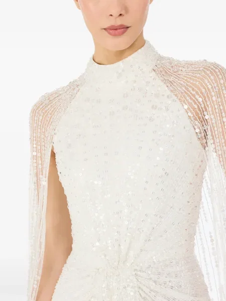 Rochie maxi Jenny Packham cu paiete de costum alb