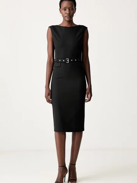 Pinko rochie cu vâscoză negru