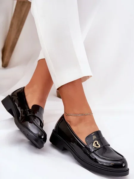 Мокасини S. Barski от лакирана кожа черно