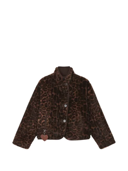 Geacă Izzue cu imagine cu model leopard cu blană maro