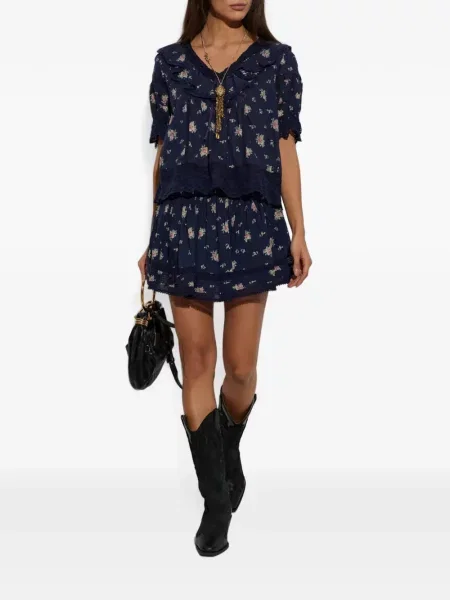 Bluză Loveshackfancy cu model floral cu imagine albastru