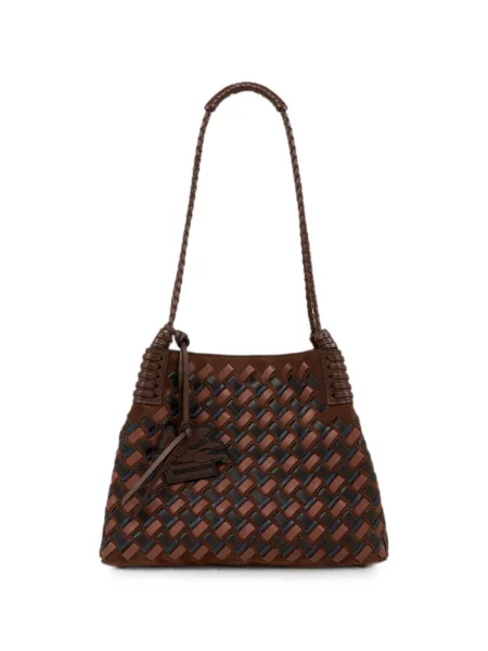 Geantă shopper Etro din piele de căprioară maro