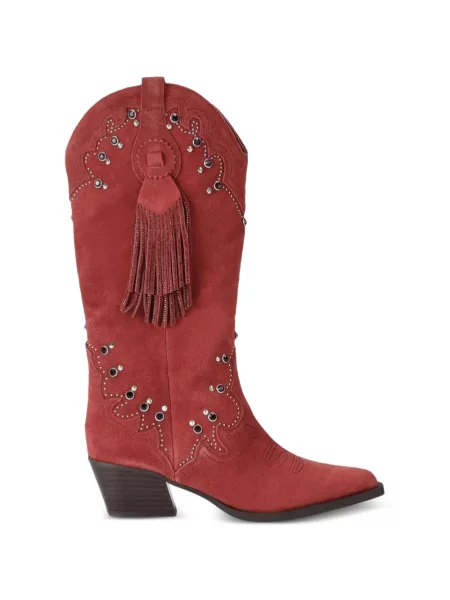 Botine Kurt Geiger London din țesătură twill roșu