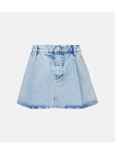 Spódnica jeansowa Frame plisowana niebieska