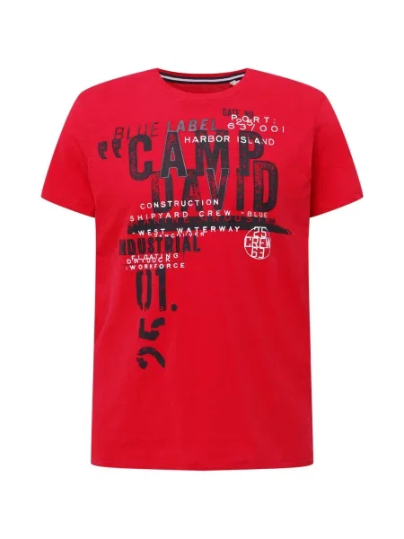 CAMP DAVID Tricou Shipyard gri închis / sângeriu / negru alb