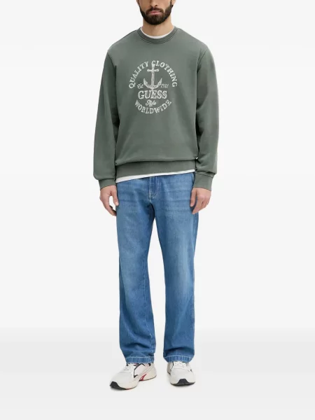 Hanorac Guess cu broderie verde