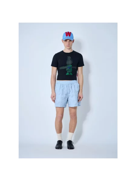 Szorty Walter Van Beirendonck z elastyczną talią pikowane niebieskie